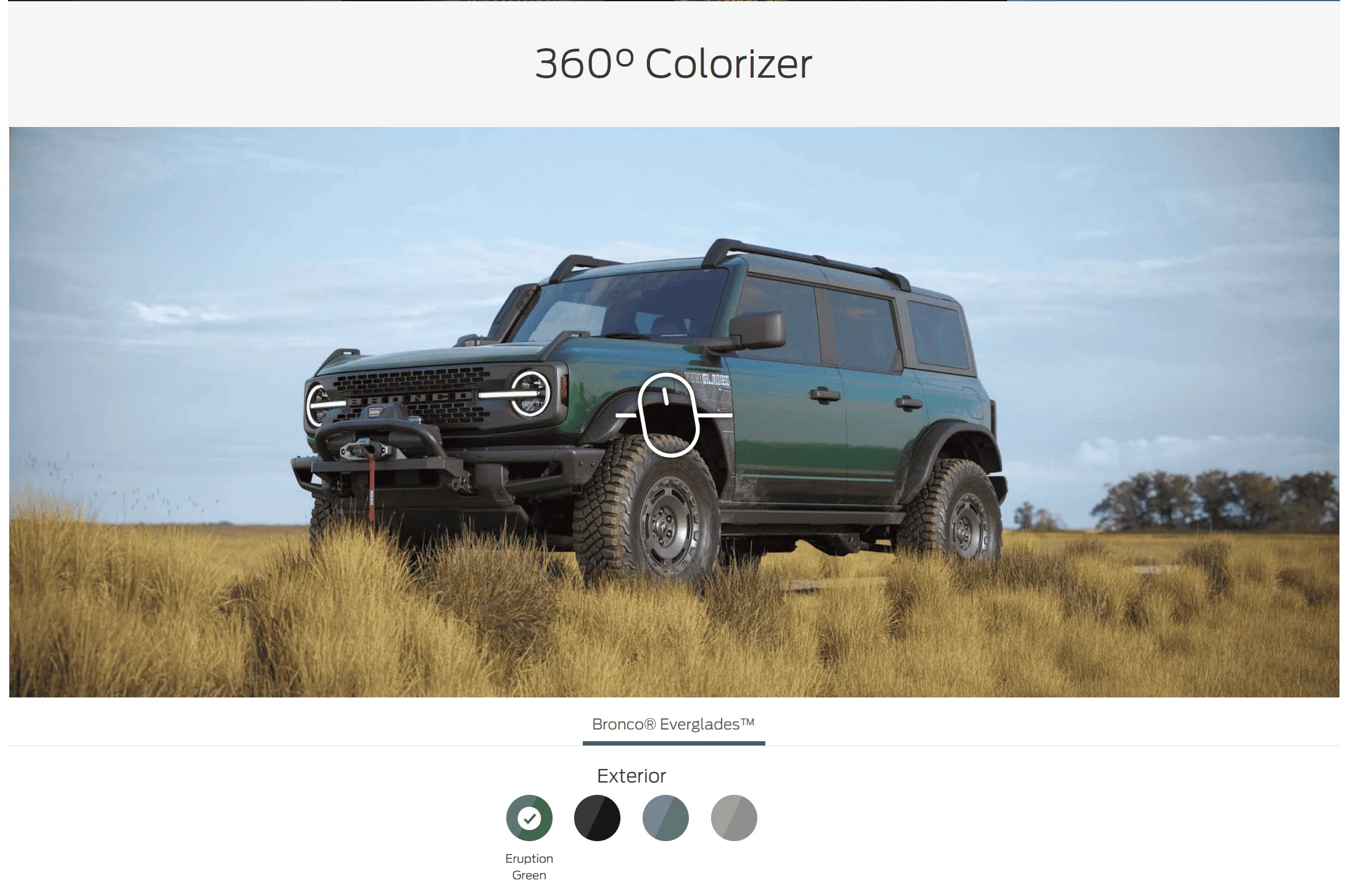 Ford Bronco Everglades trim discontinued. No longer on the B&P page. 1680374910581