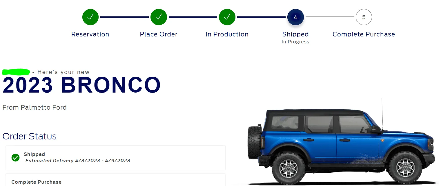 Ford Bronco 3/20/2023 Build Week with spreadsheet 1680634938691