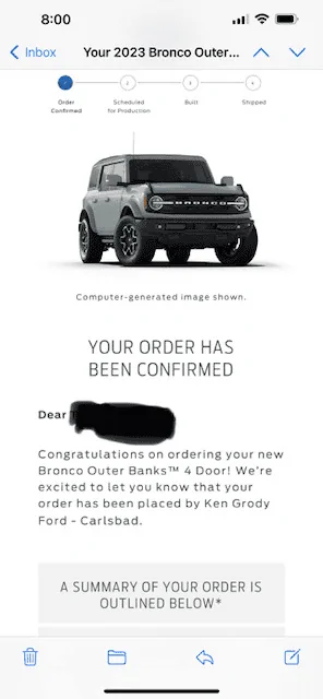 Ford Bronco Production scheduled two months from ordering?!? 1680793433429