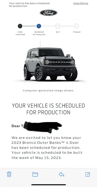 Ford Bronco Production scheduled two months from ordering?!? 1680793456899