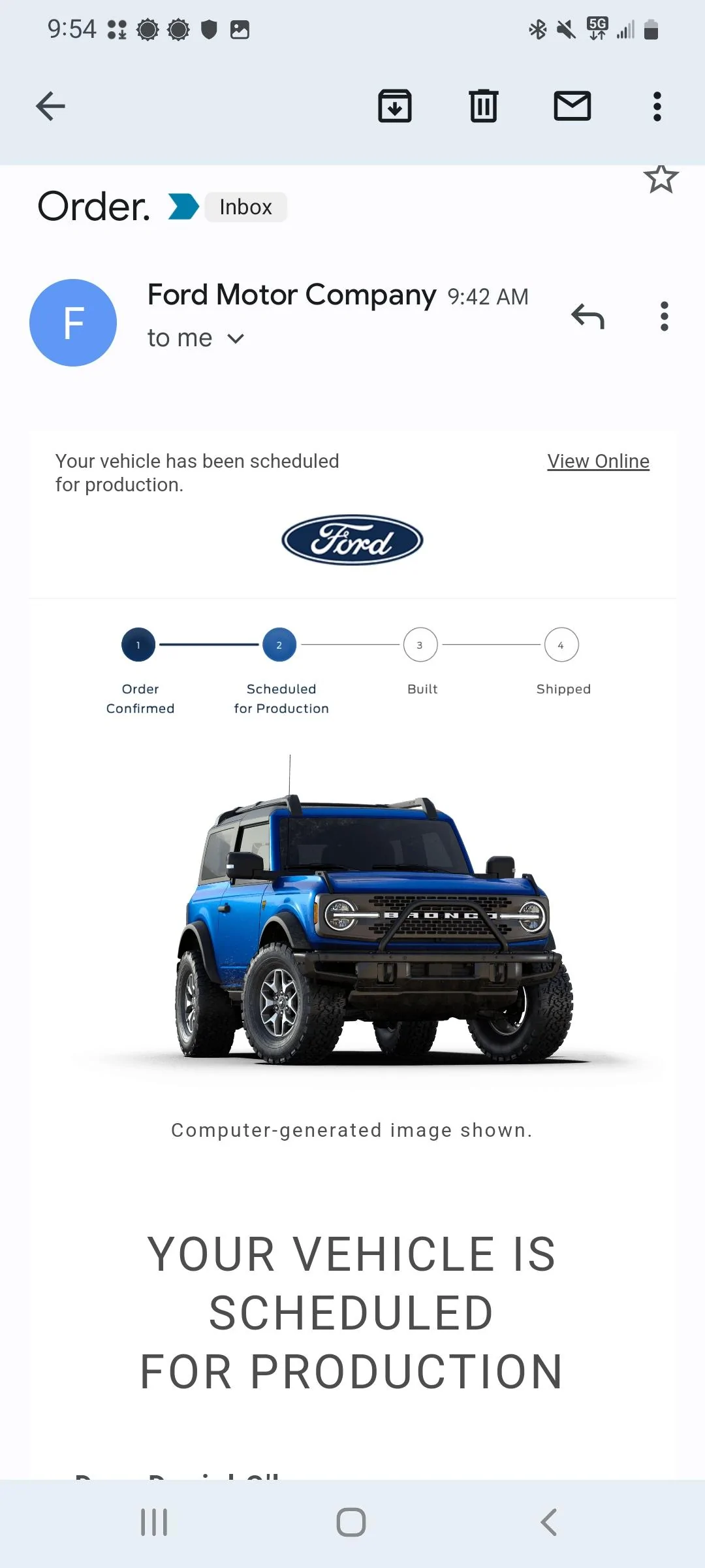 Ford Bronco Placed my 2023 Bronco Order! ... Post Yours! Screenshot_20230406-095438_Gmail