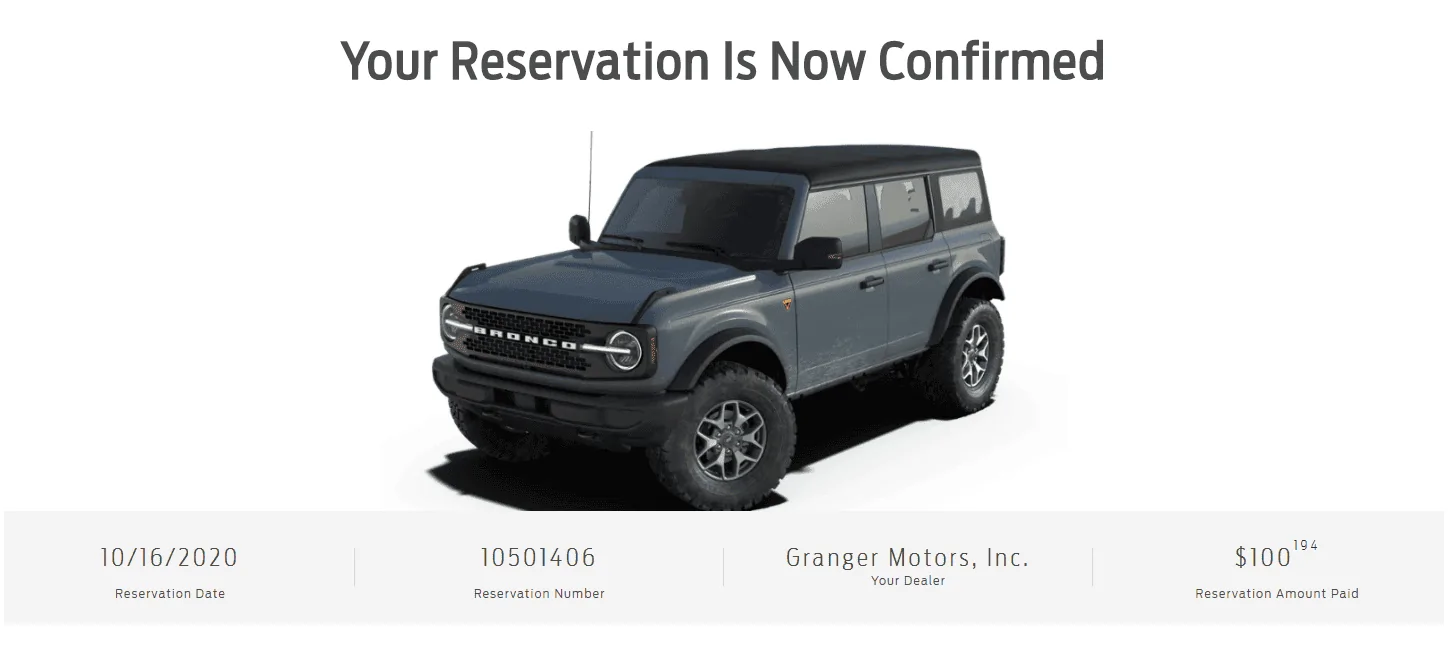 Ford Bronco Bronco Reservations Tracking List & Stats [Enter Yours!] res