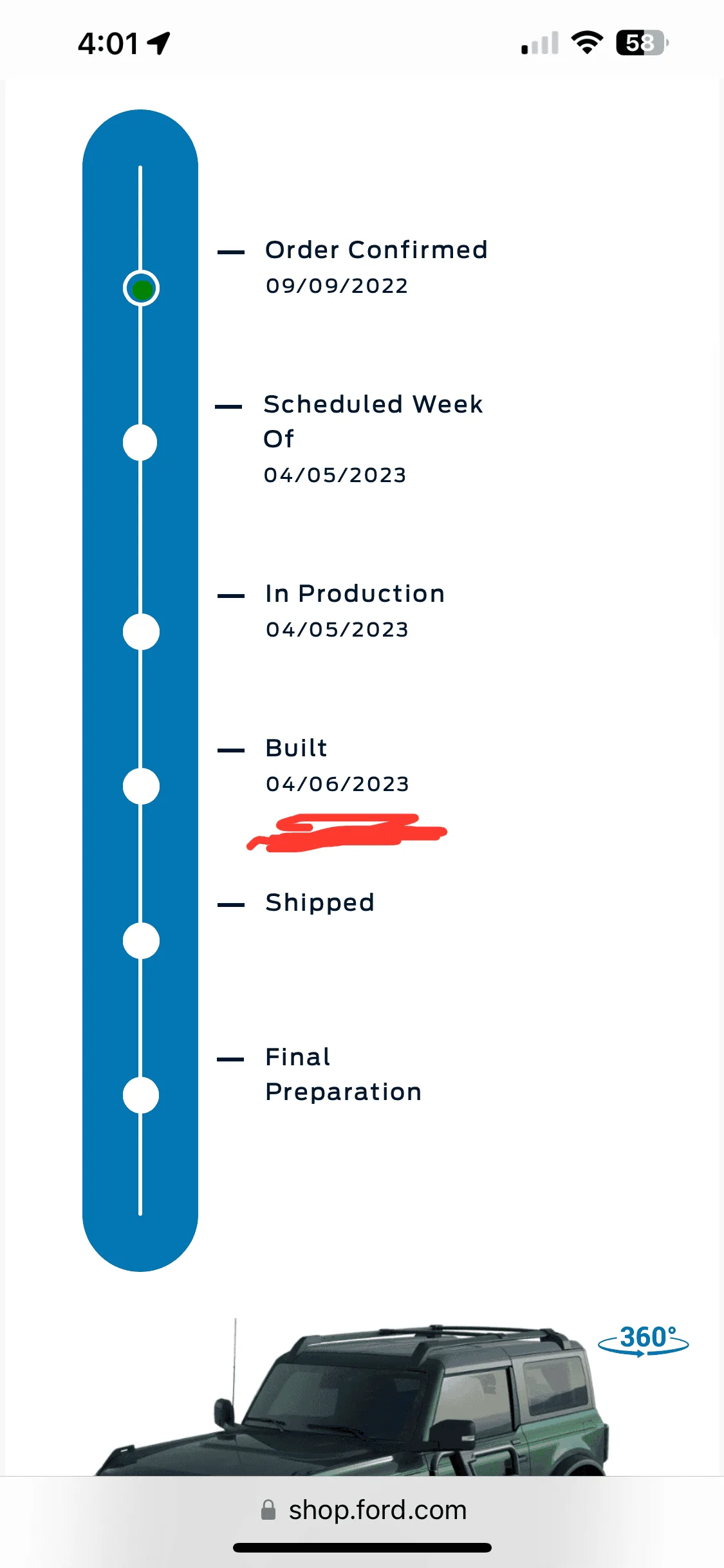 Ford Bronco Order Tracker Went Backwards? 1680901388601