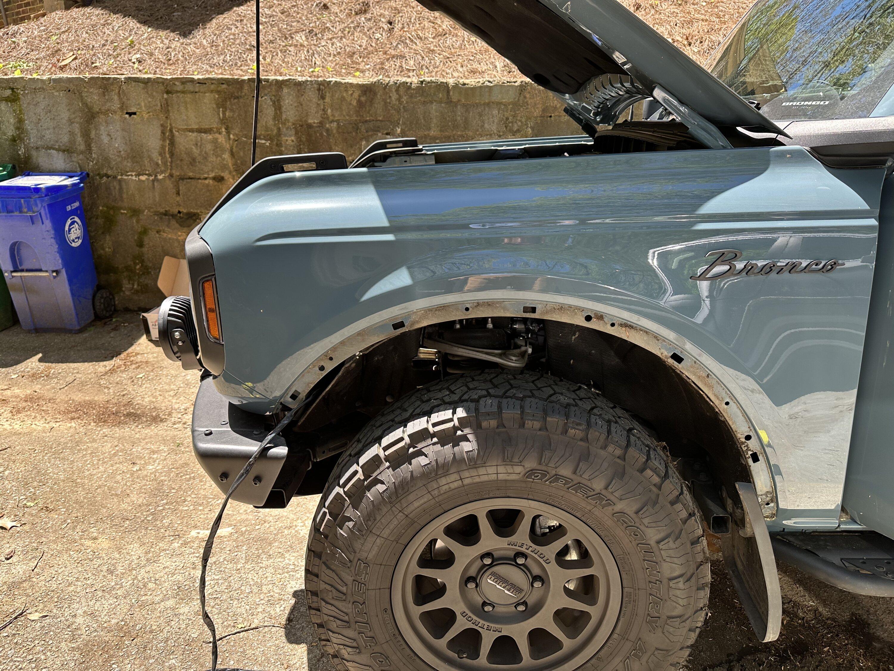 Ford Bronco Tricky Motorsports Bumper Light Brackets x Auxbeam Round LED Offroad Lights 71345780-8A02-456E-B776-57845B079CB4