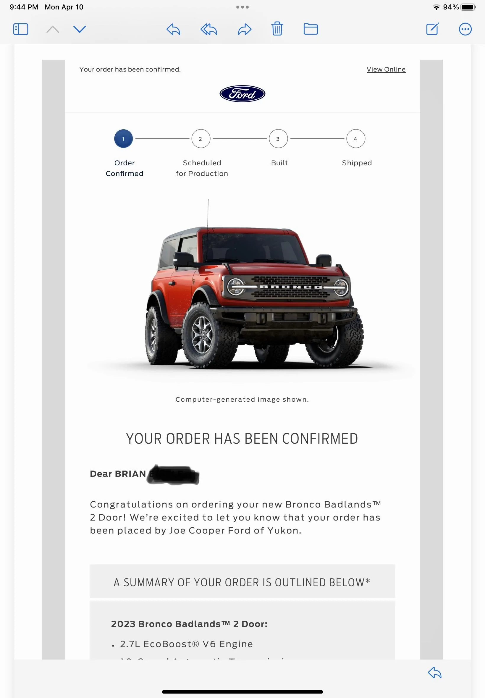 Ford Bronco Placed my 2023 Bronco Order! ... Post Yours! 5E228BA4-AD04-4879-99AC-65AFCD74E9C1