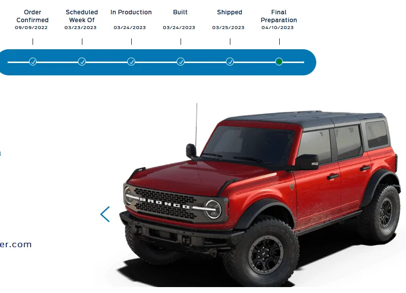Ford Bronco 3/20/2023 Build Week with spreadsheet 1681224293841