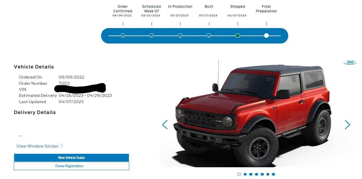 Ford Bronco Average Time Build to Lot 1681396158667