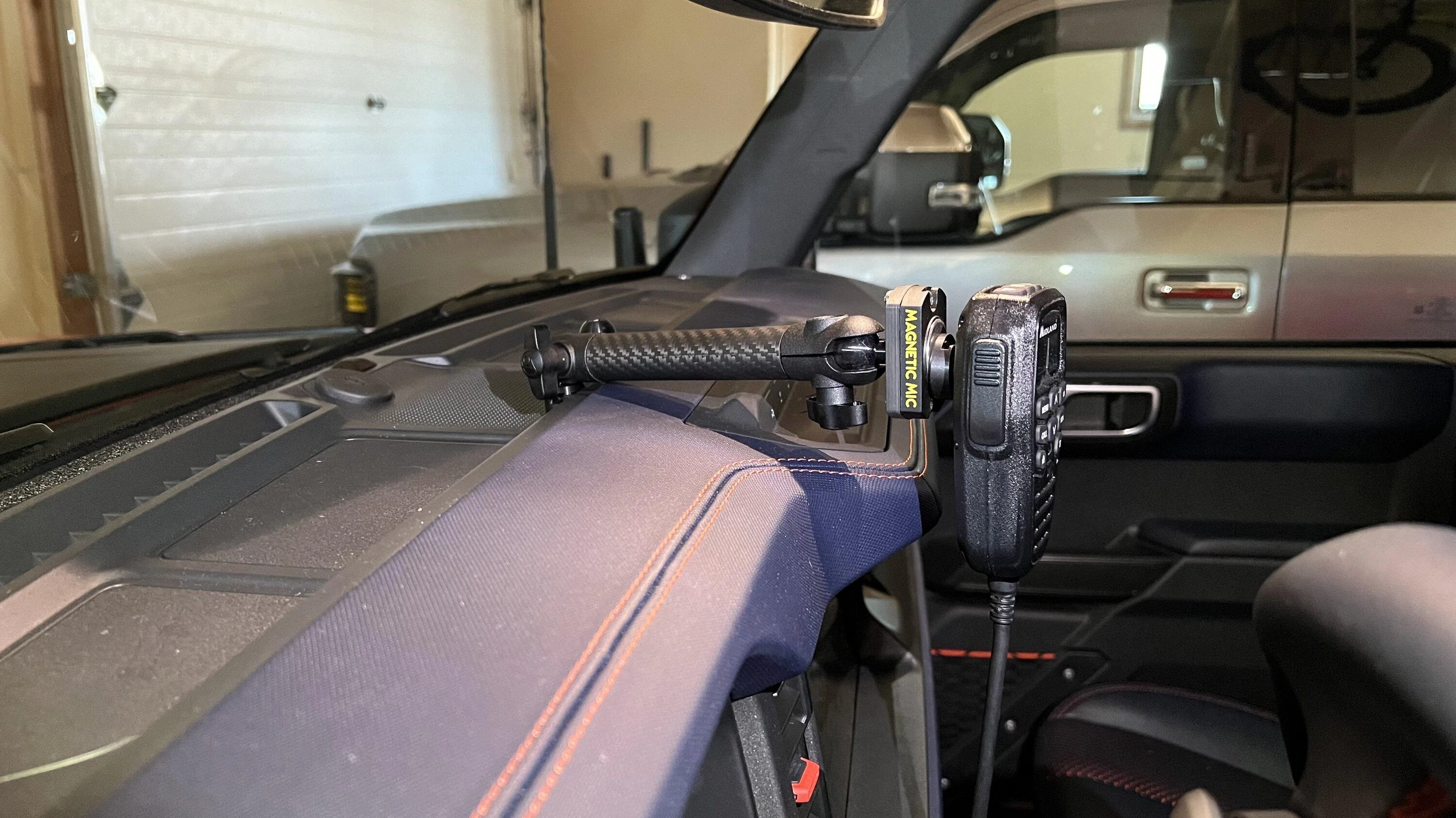 Ford Bronco Very Clean Midland MXT575 GMRS Radio Install with Mountains2Metal Bracket and 67 Designs Mic Mount IMG_2061
