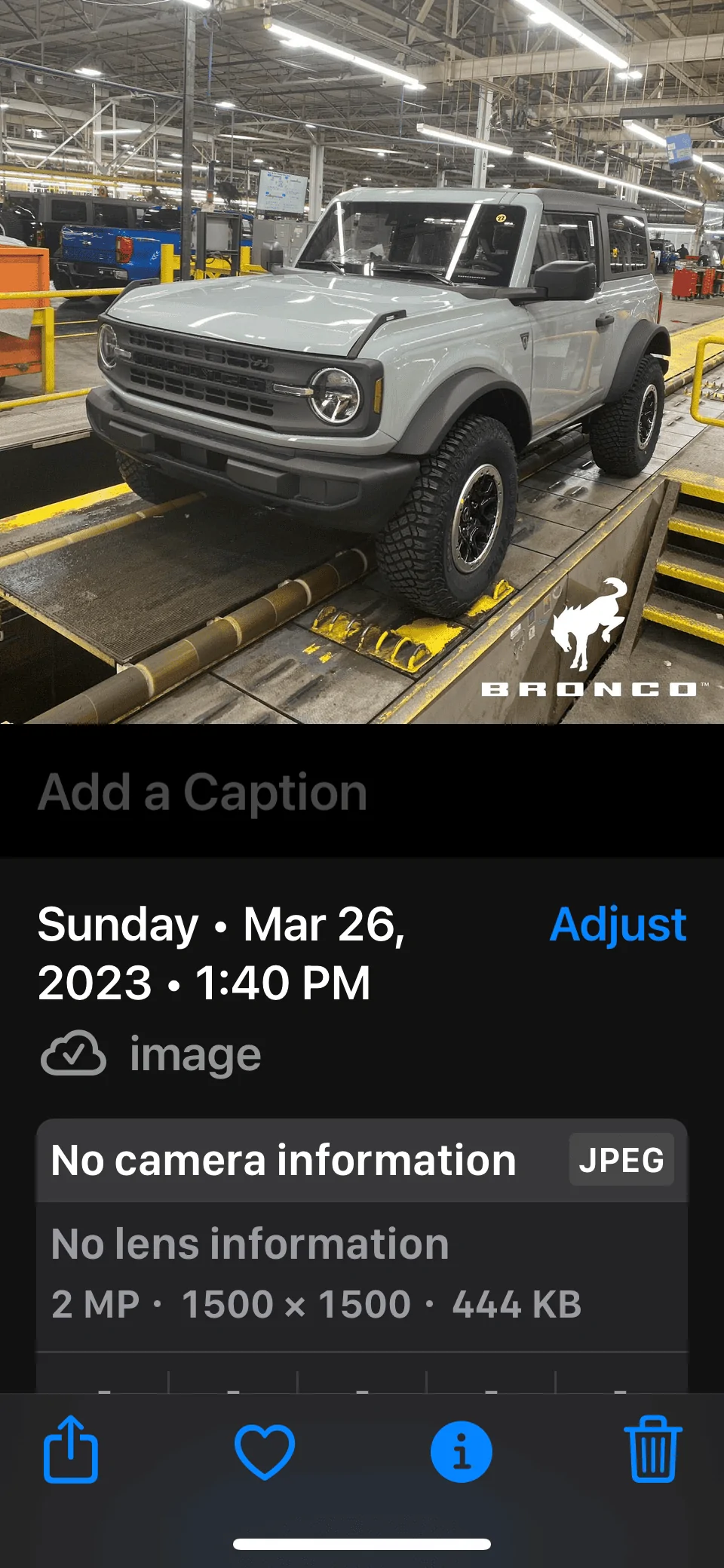Ford Bronco 3/20/2023 Build Week with spreadsheet 7CA2C417-AF38-49E8-8953-70A186A28104