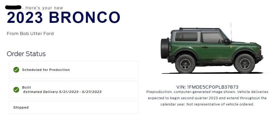 Ford Bronco Bronco Build Week 4/10/2023 InkedBuilt pag