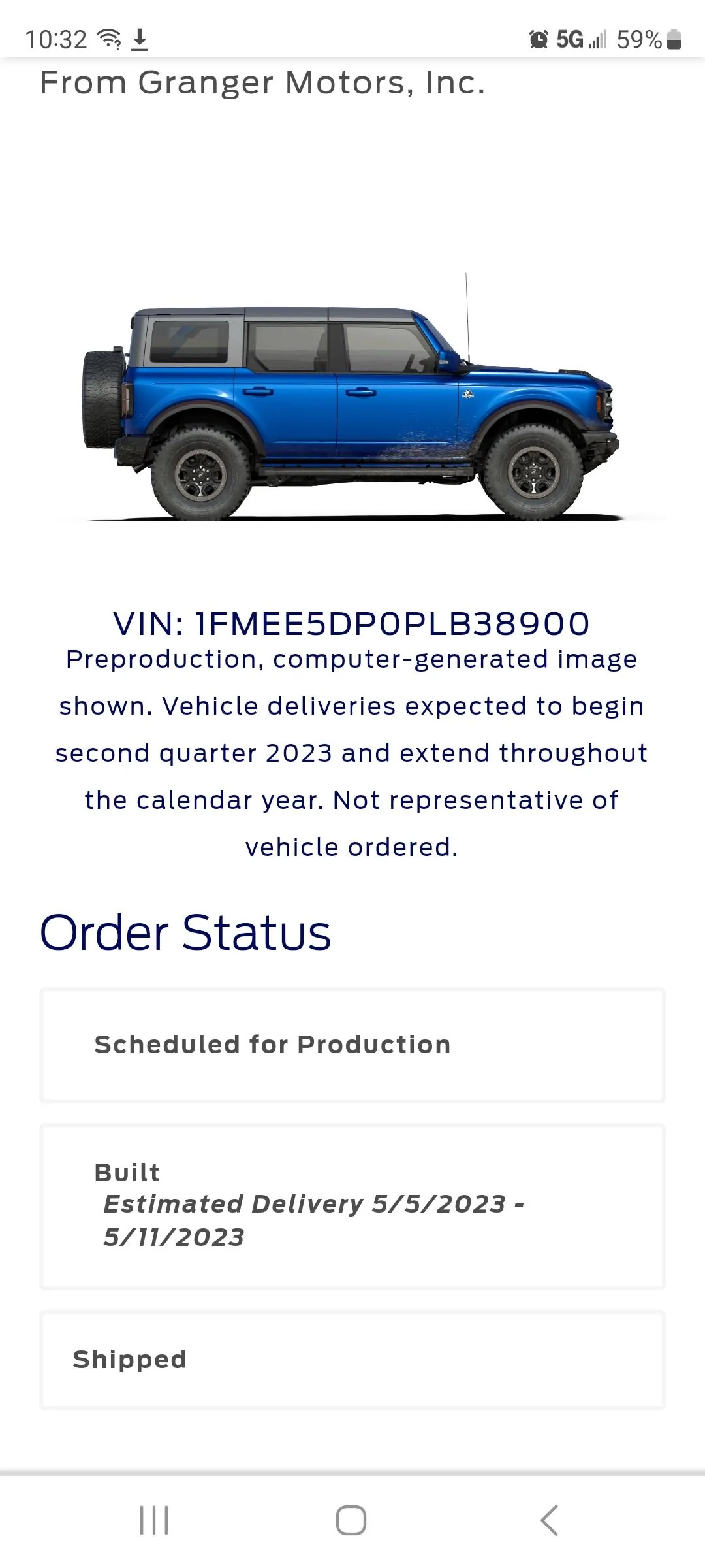 Ford Bronco Bronco Build Week 4/10/2023 Screenshot_20230415_103215_Chrom