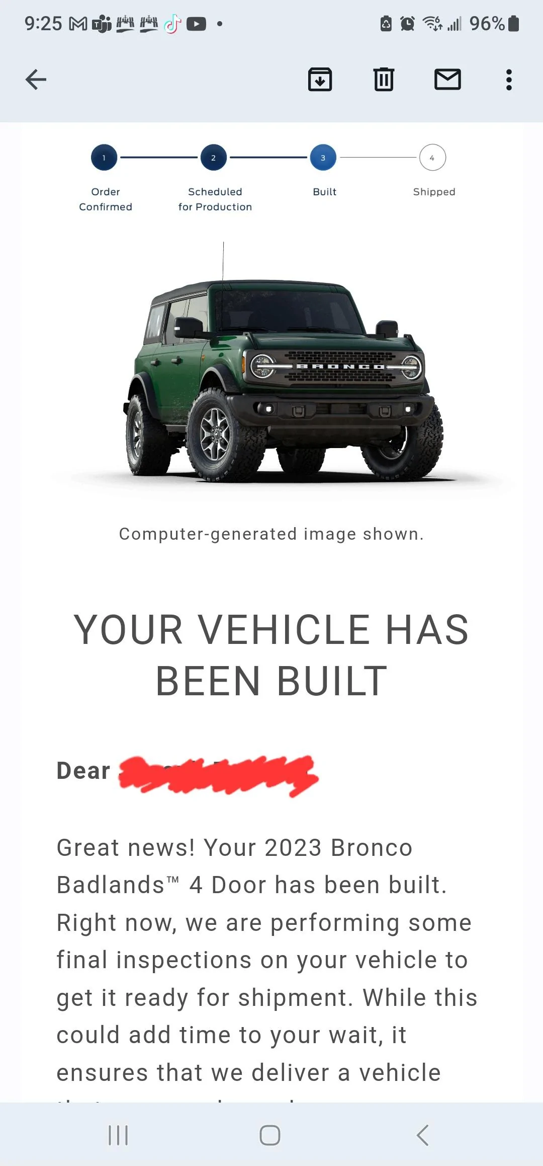 Ford Bronco Bronco Build Week 4/10/2023 Screenshot_20230415_092551_Gmail