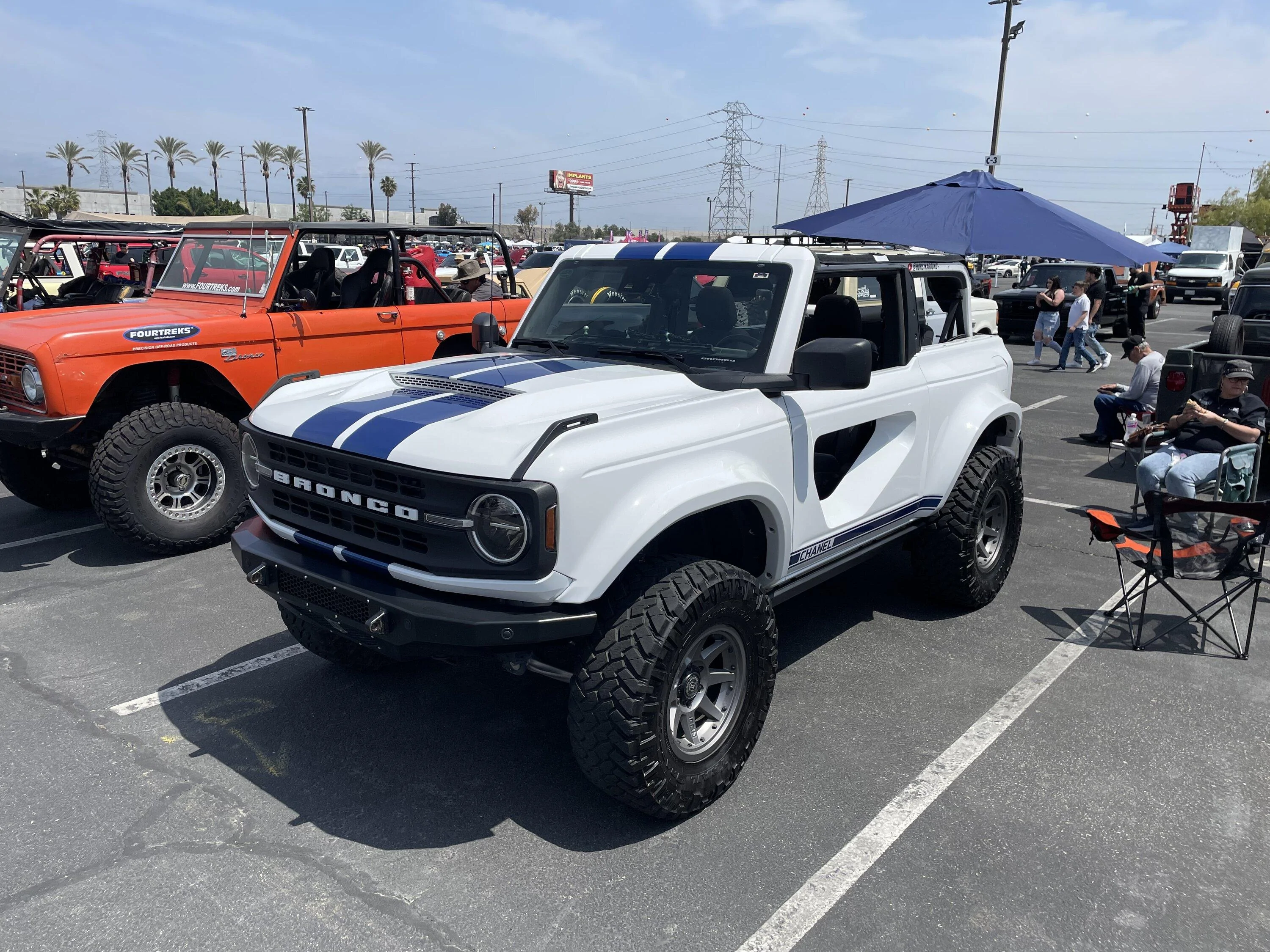 Ford Bronco Shelby racing stripes with ADV 5" fenders and Anderson Composites Halo Doors on my 2-door Base! IMG_5212