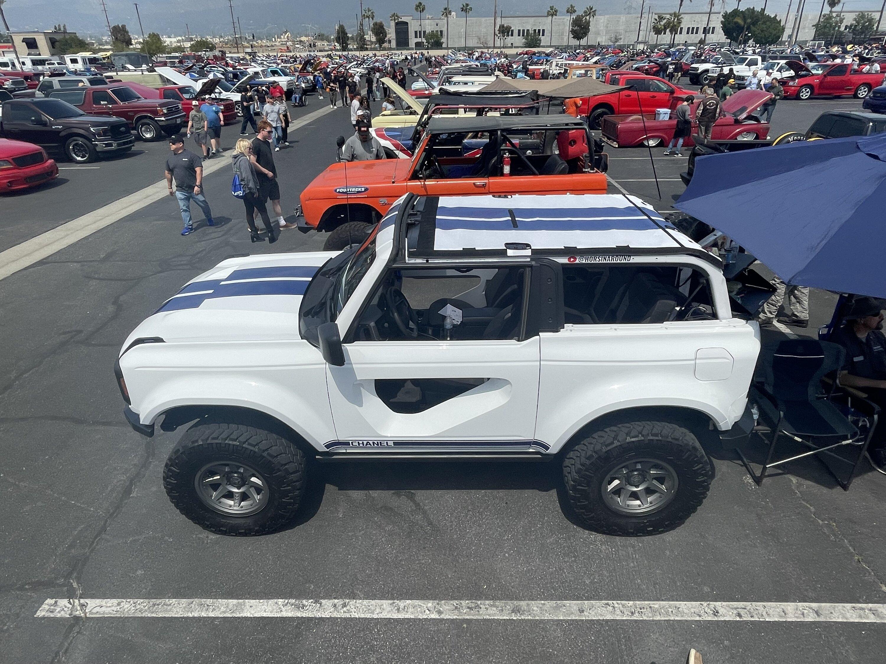 Ford Bronco Shelby racing stripes with ADV 5" fenders and Anderson Composites Halo Doors on my 2-door Base! IMG_5230