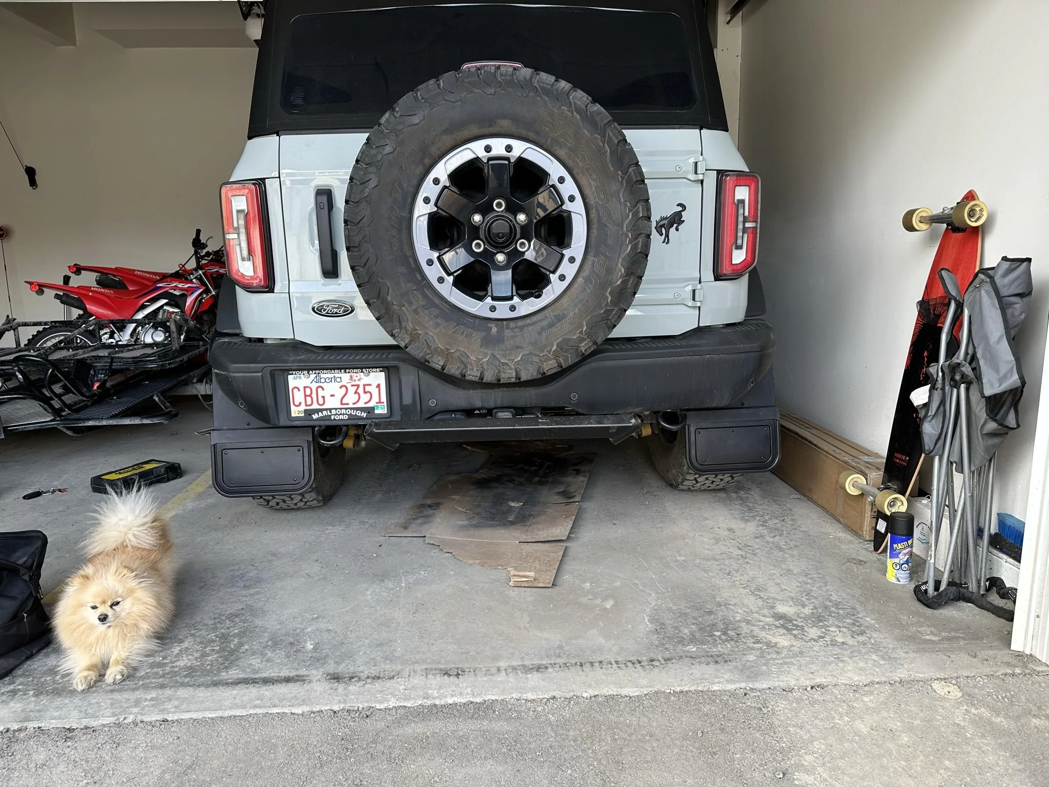 Ford Bronco Mudflaps installed on non-sas badlands. Molded on front, Gatorback on the rear. IMG_0469