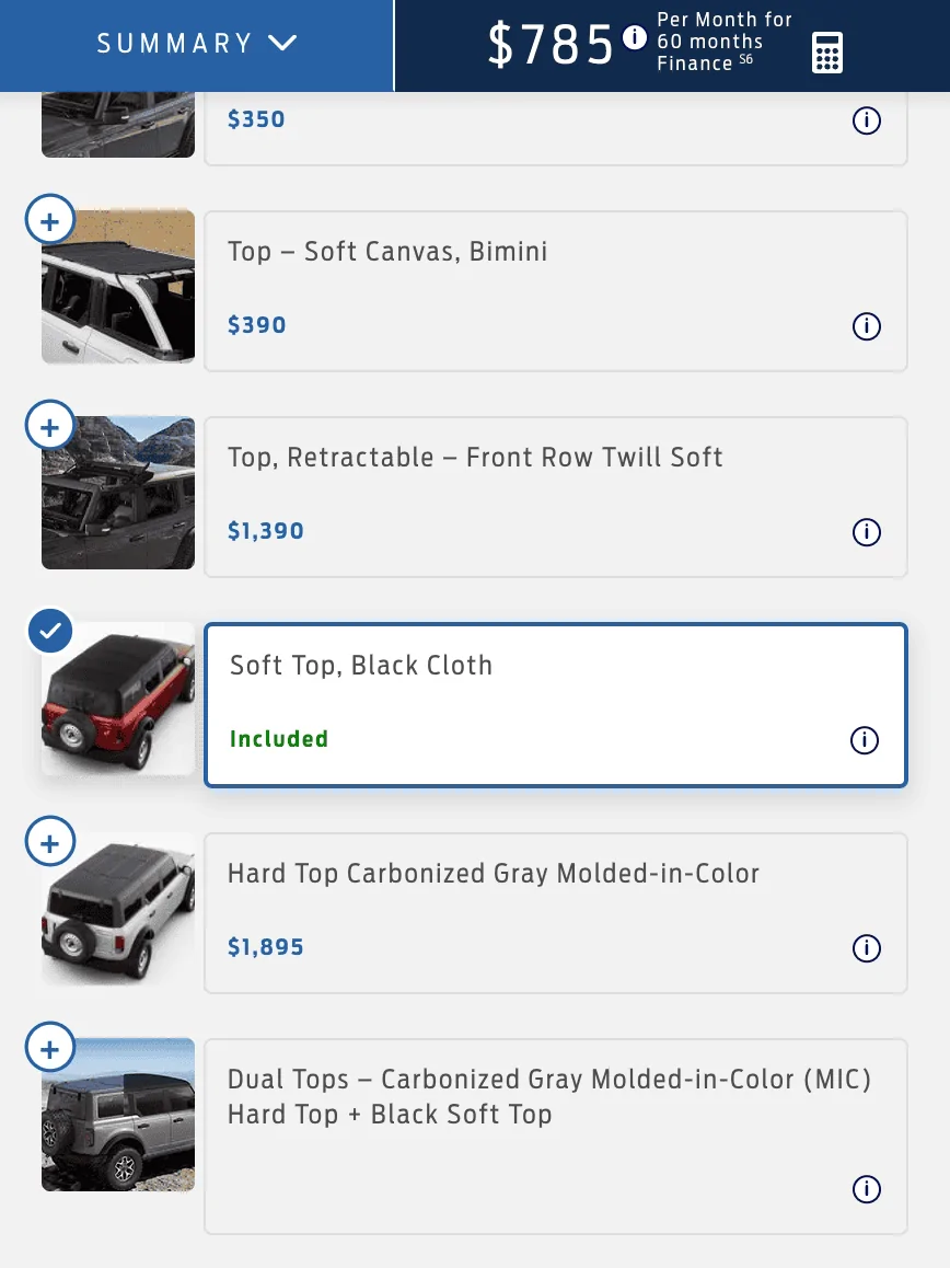 Ford Bronco Dual Top Price Change? Screenshot 2023-04-21 at 11.09.48 AM