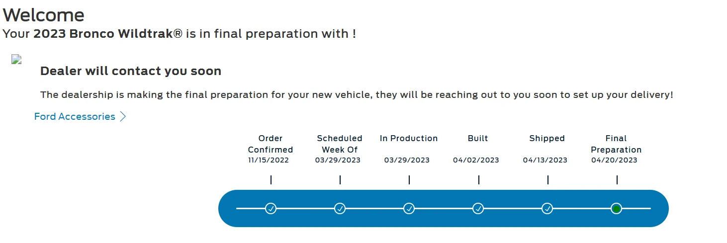 Ford Bronco 3/20/2023 Build Week with spreadsheet 1682124805934