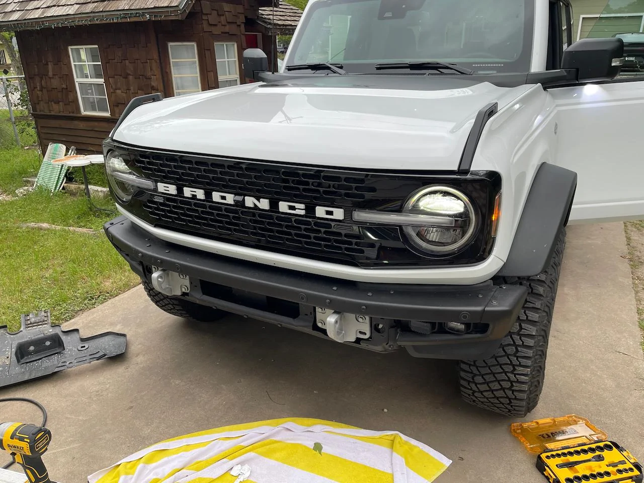 Ford Bronco Raptor Front Skid Plate installed on standard Bronco bumper IMG_5674