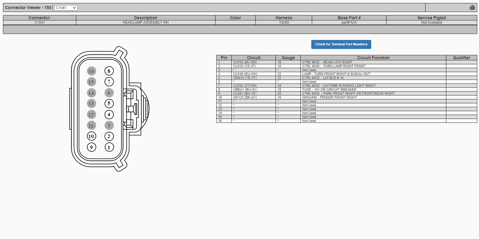Ford Bronco Headlight plug diagram 1682437100183