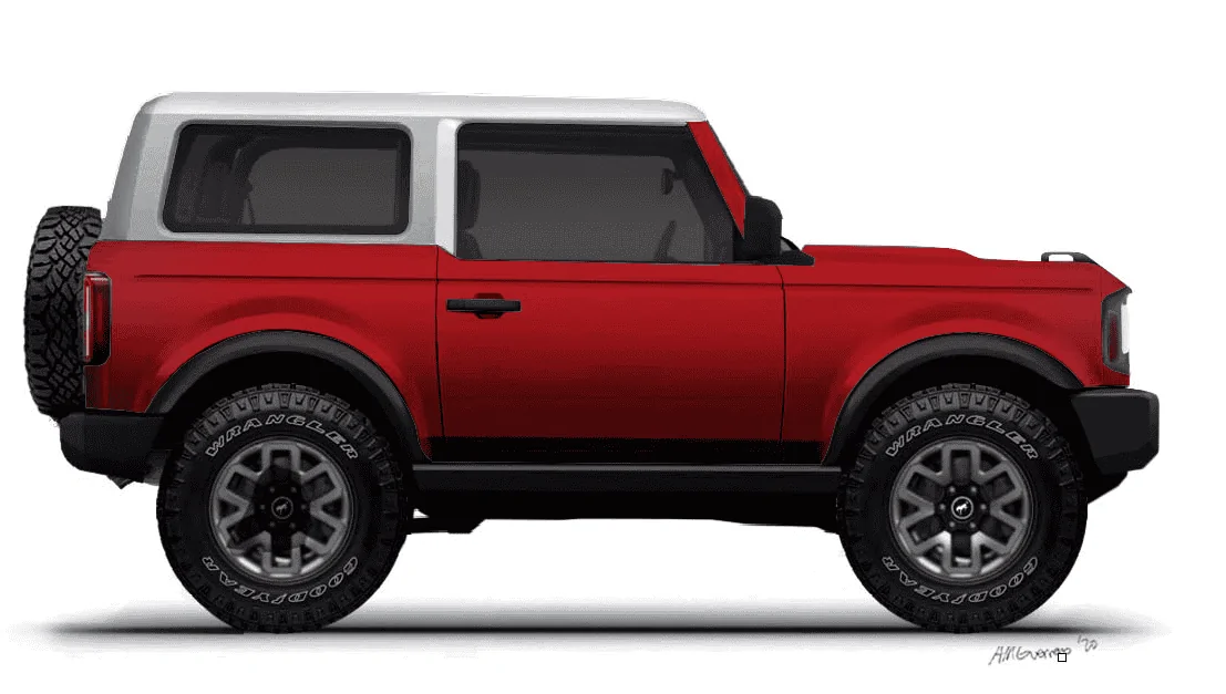 Ford Bronco Bronco 2 Door preview renderings (with white top) Screen Shot 2020-03-16 at 1.34.24 PM