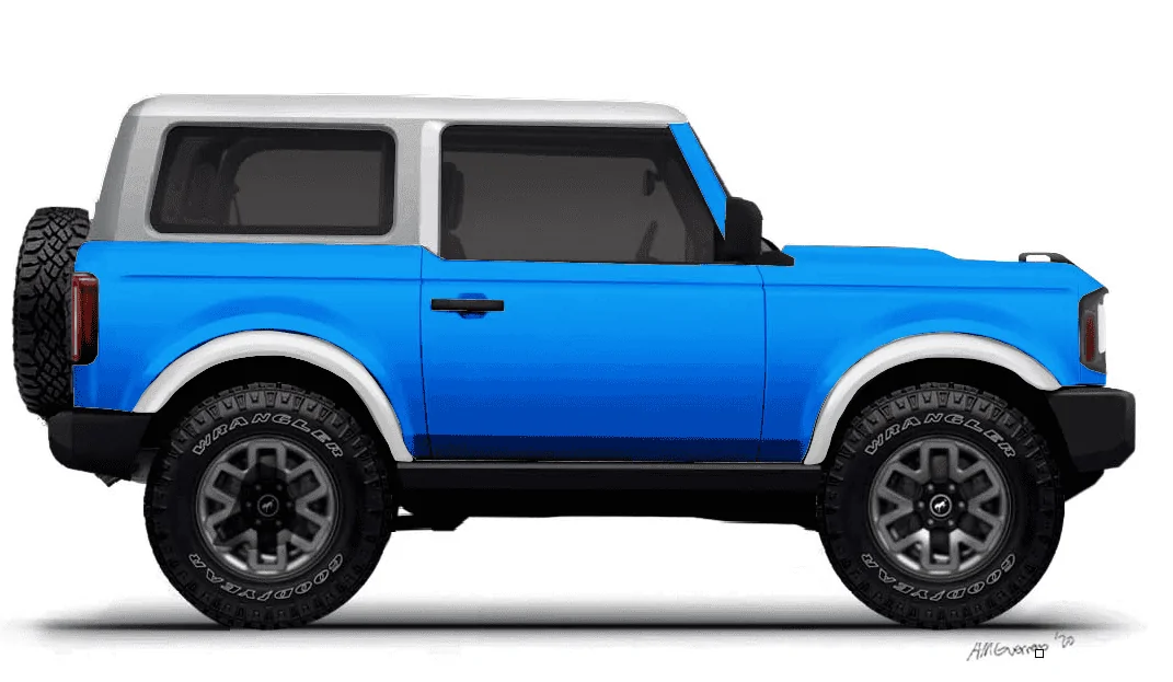 Ford Bronco Bronco 2 Door preview renderings (with white top) Screen Shot 2020-03-16 at 4.27.19 PM