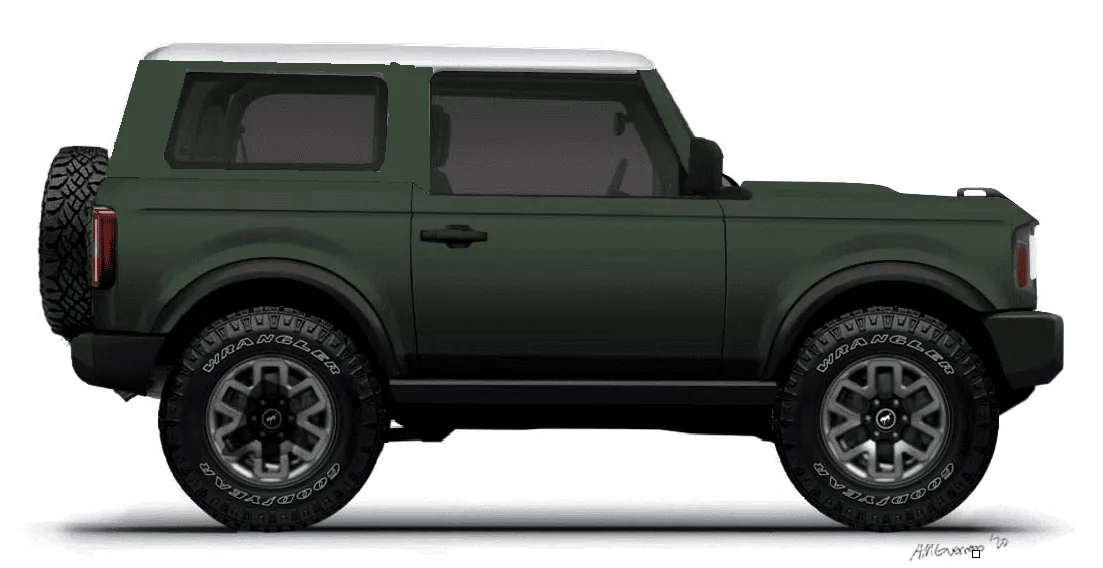 Ford Bronco Bronco 2 Door preview renderings (with white top) 1584550284966