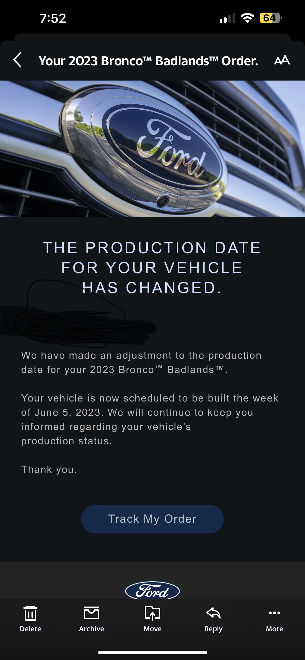 Ford Bronco Production date and vin disappeared from Ford tracker IMG_9679