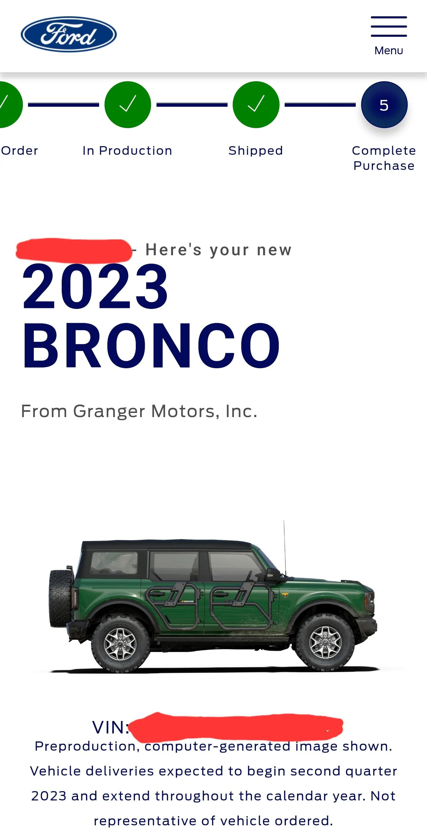 Ford Bronco Bronco Build Week 4/10/2023 Screenshot_20230503_180725_Chrom