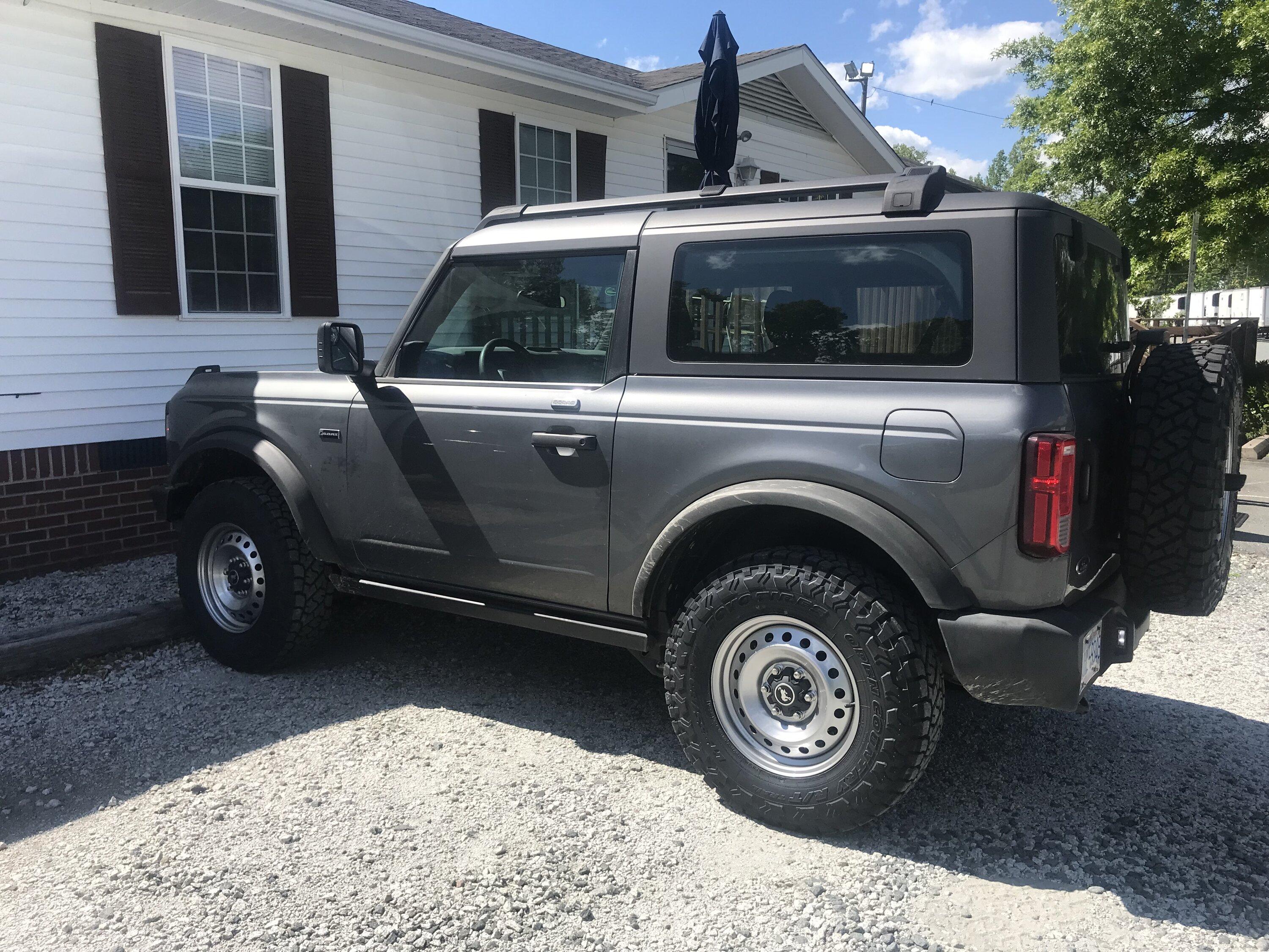 Ford Bronco Toyo Trail RT 255/80R17E with painted Black Diamond Steel Take-offs. IMG_2335