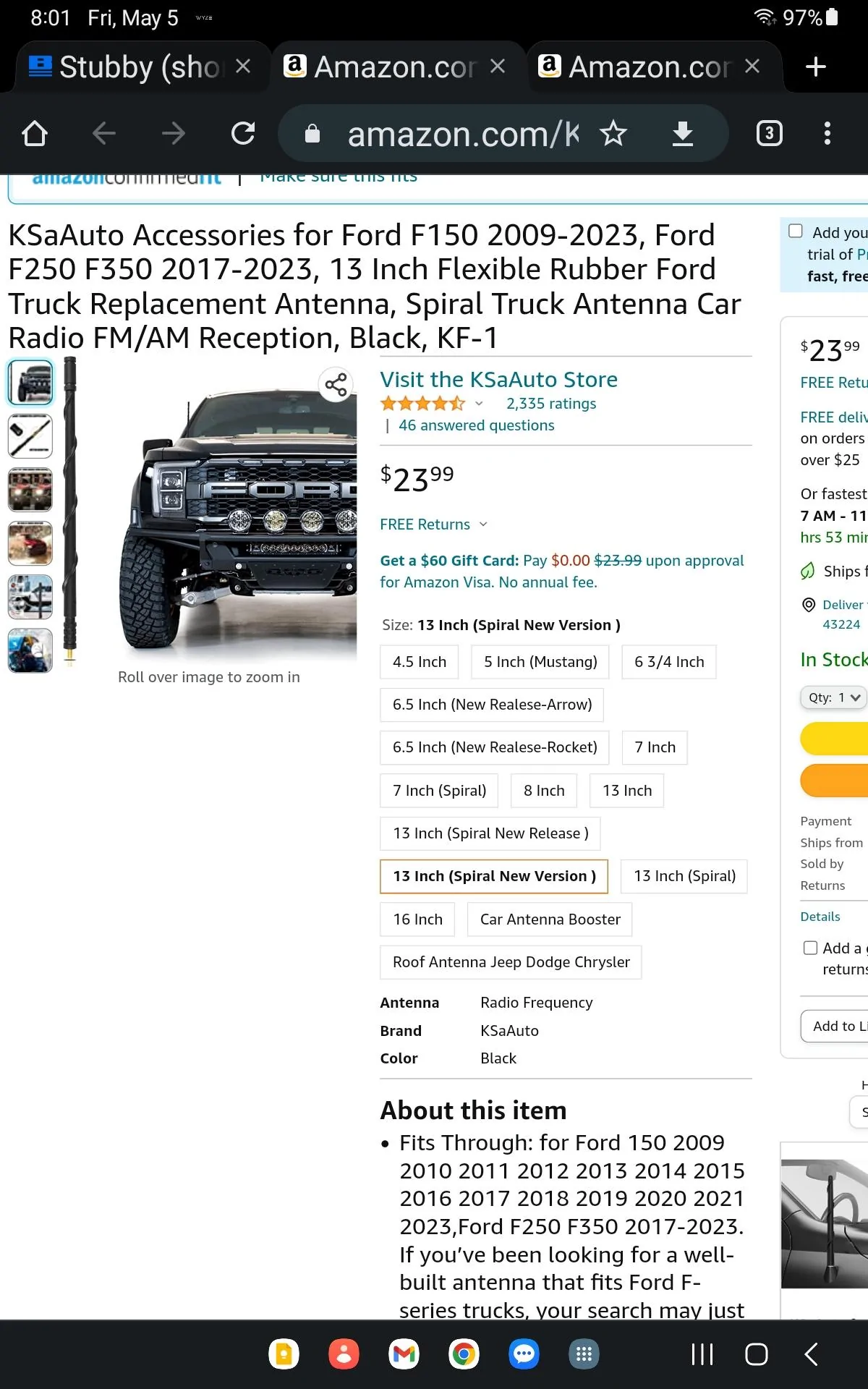 Ford Bronco Stubby (shorter) antenna Screenshot_20230505_200112_Chrom