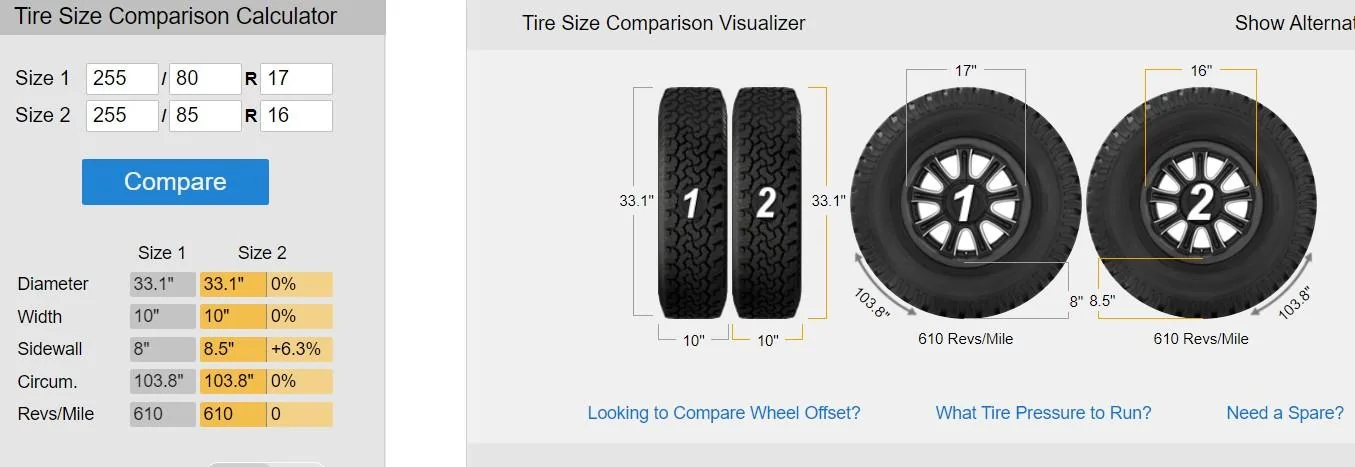 Ford Bronco Toyo Trail RT 255/80R17E with painted Black Diamond Steel Take-offs. Screenshot 2023-05-05 223604