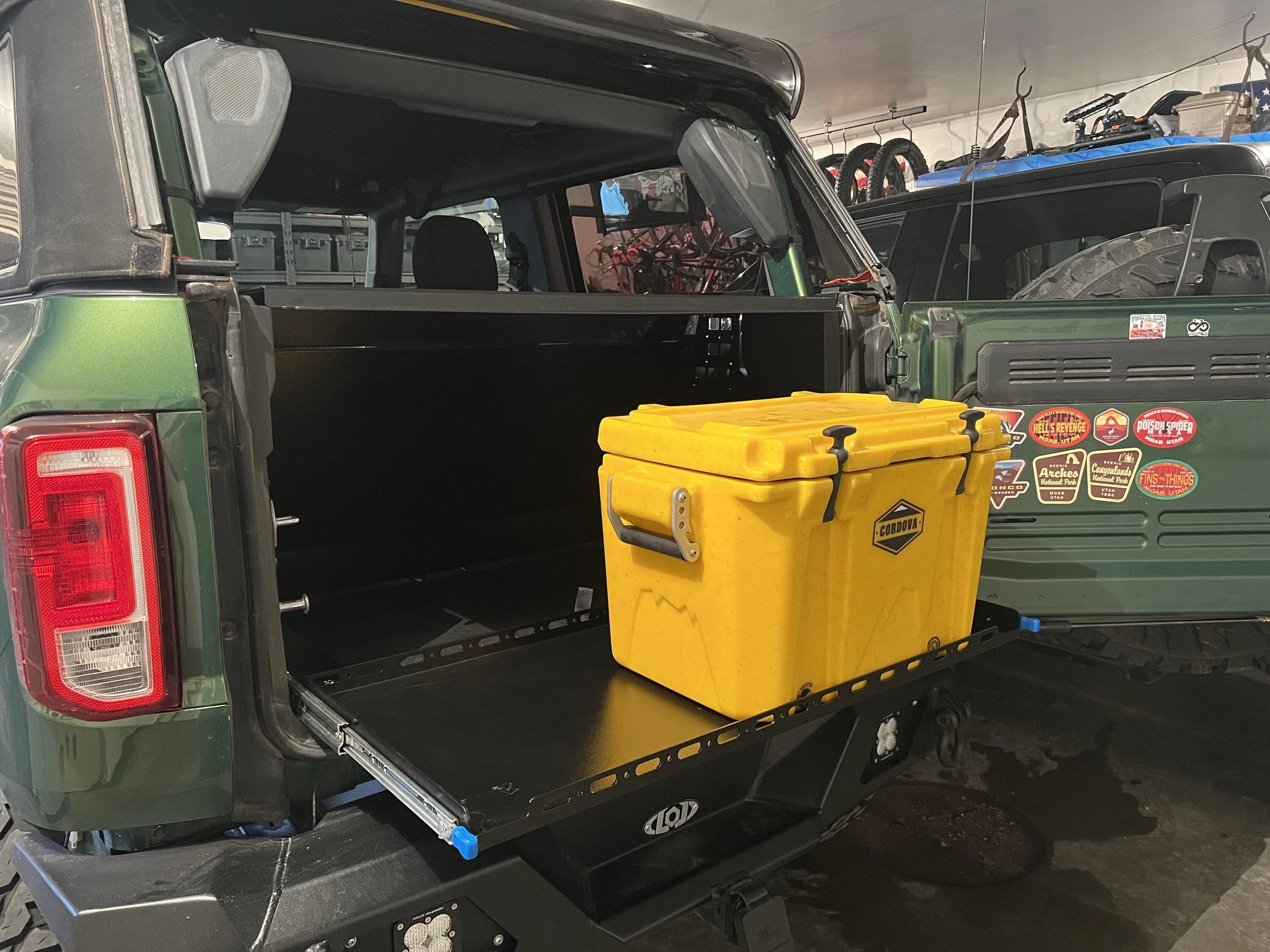Ford Bronco Diabolical locker security enclosure with slide for 2 door Bronco - installed pics IMG_3373
