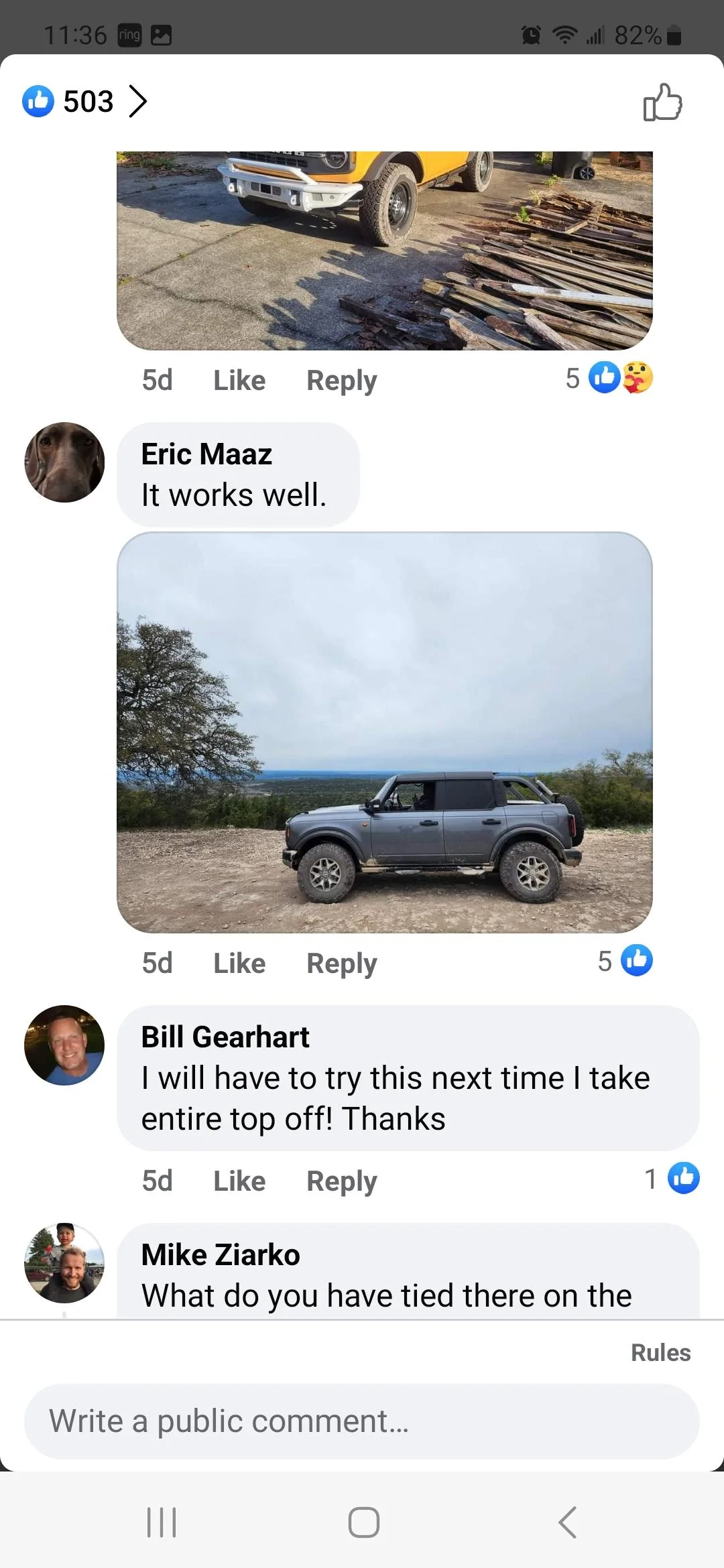 Ford Bronco Top questions Screenshot_20230508_113611_Facebook
