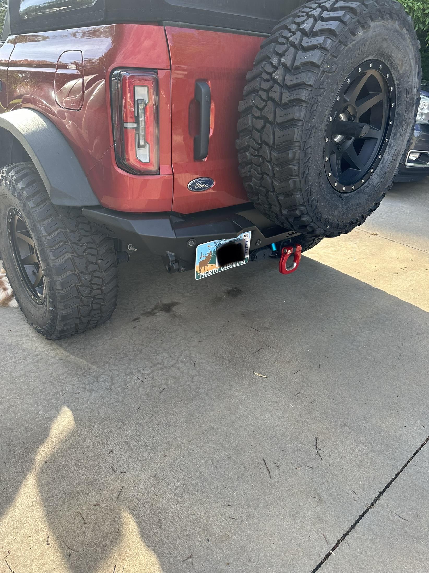 Ford Bronco ADD Rock Fighter rear bumper installed IMG_1077