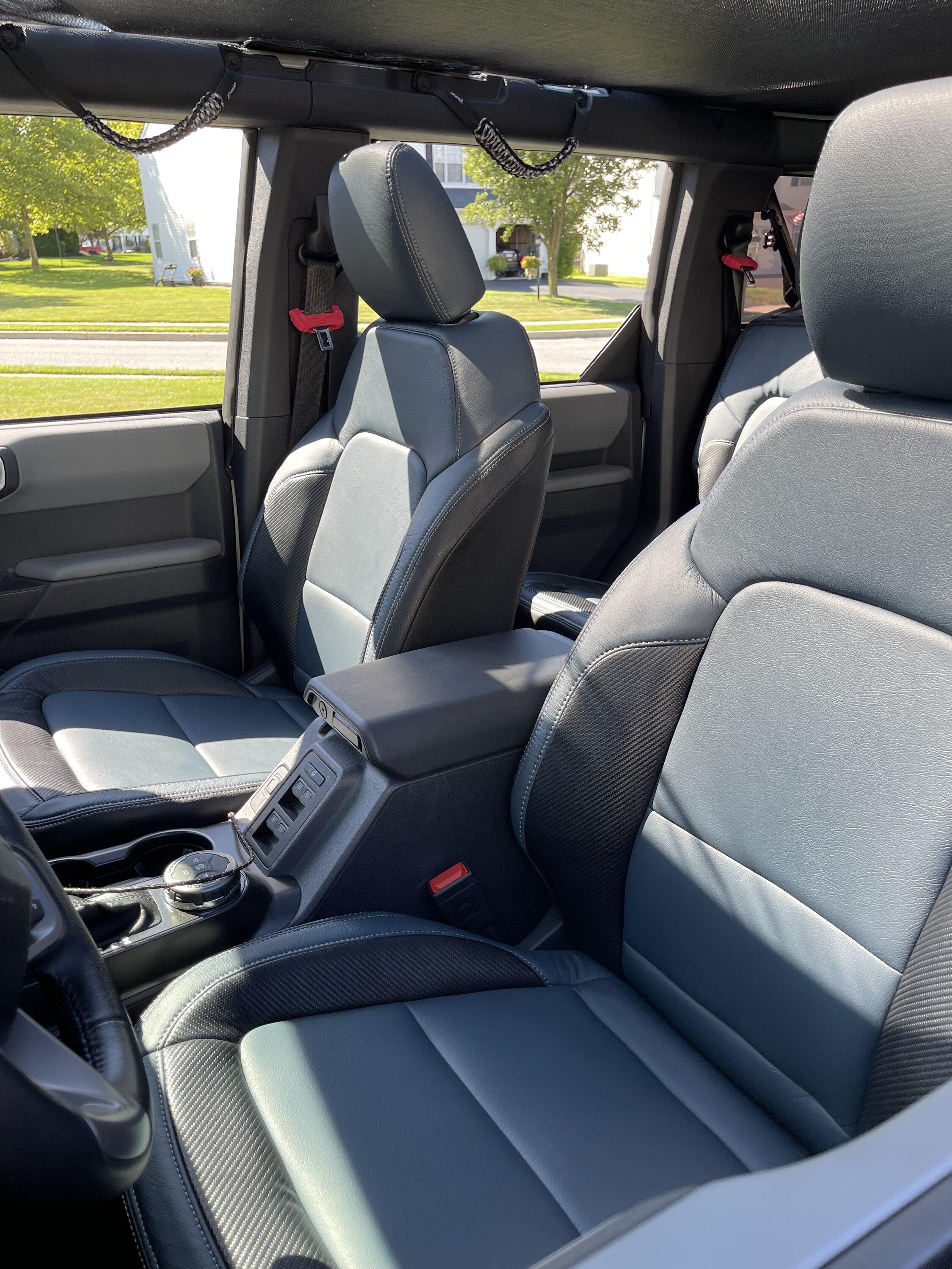 Ford Bronco Installed Katzkin custom leather seat covers in Big Bend interior IMG_3338