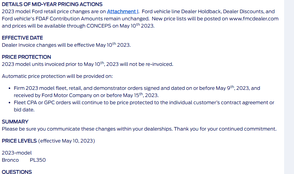 Ford Bronco 2023 Bronco Raptor Price Increases $2500 Mid-Year Effective MAY 10TH 1683809693336