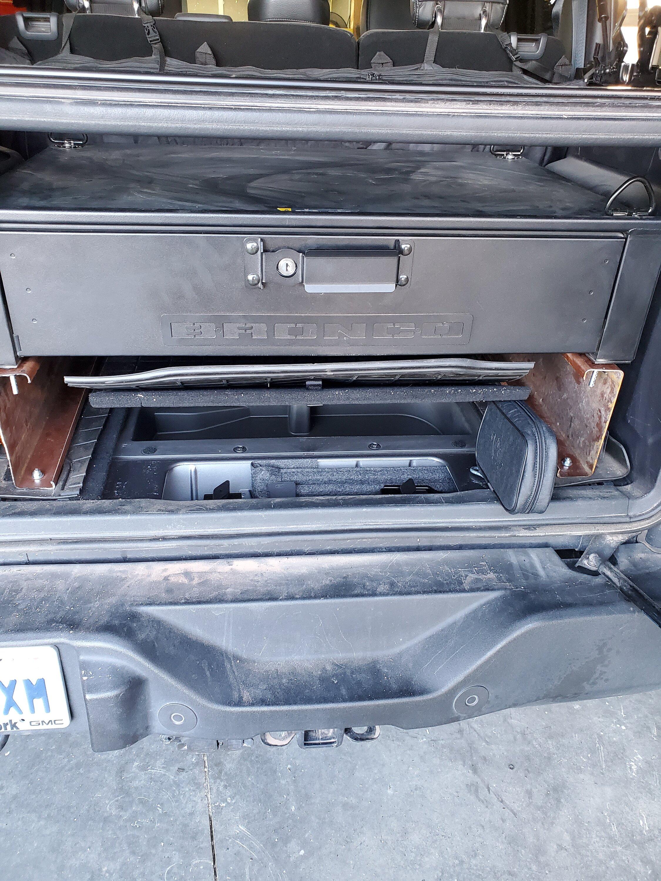 Ford Bronco Homemade Storage Drawer Riser 20230511_195033