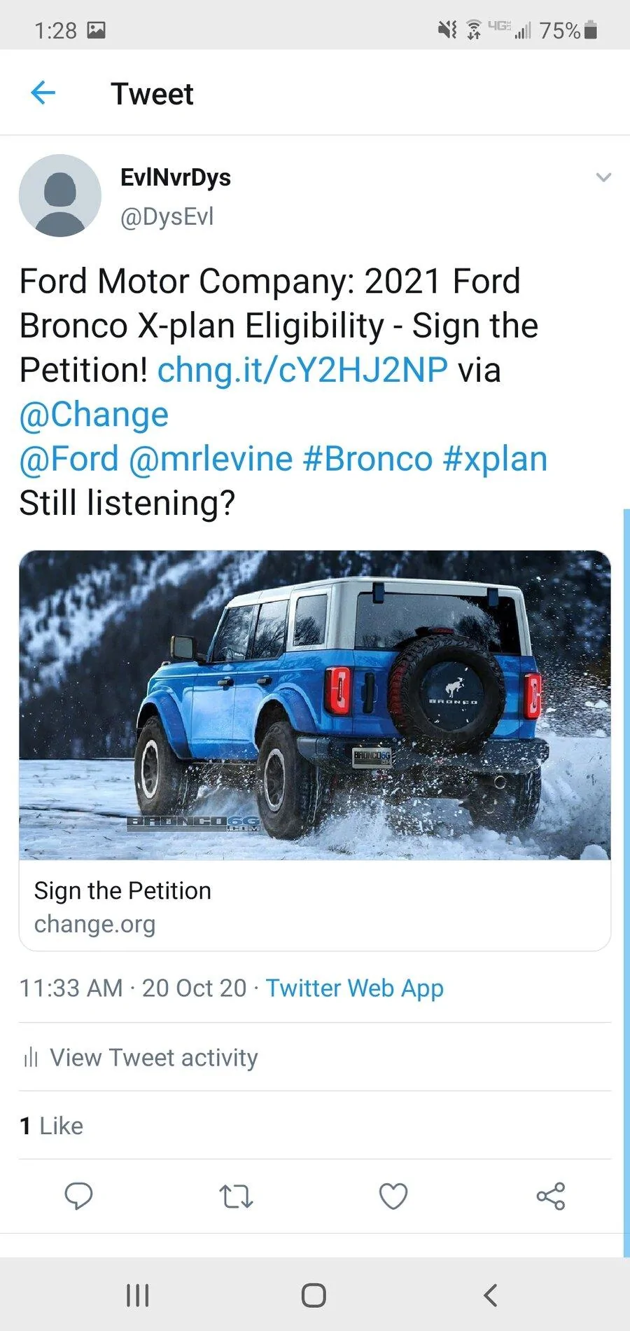 Ford Bronco X-plan Petition on Change.org Screenshot_20201020-132811_Twitter