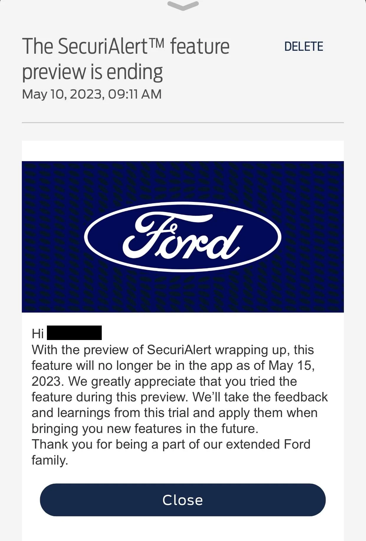 Ford Bronco SecuriAlert feature in FordPass gone IMG_8194