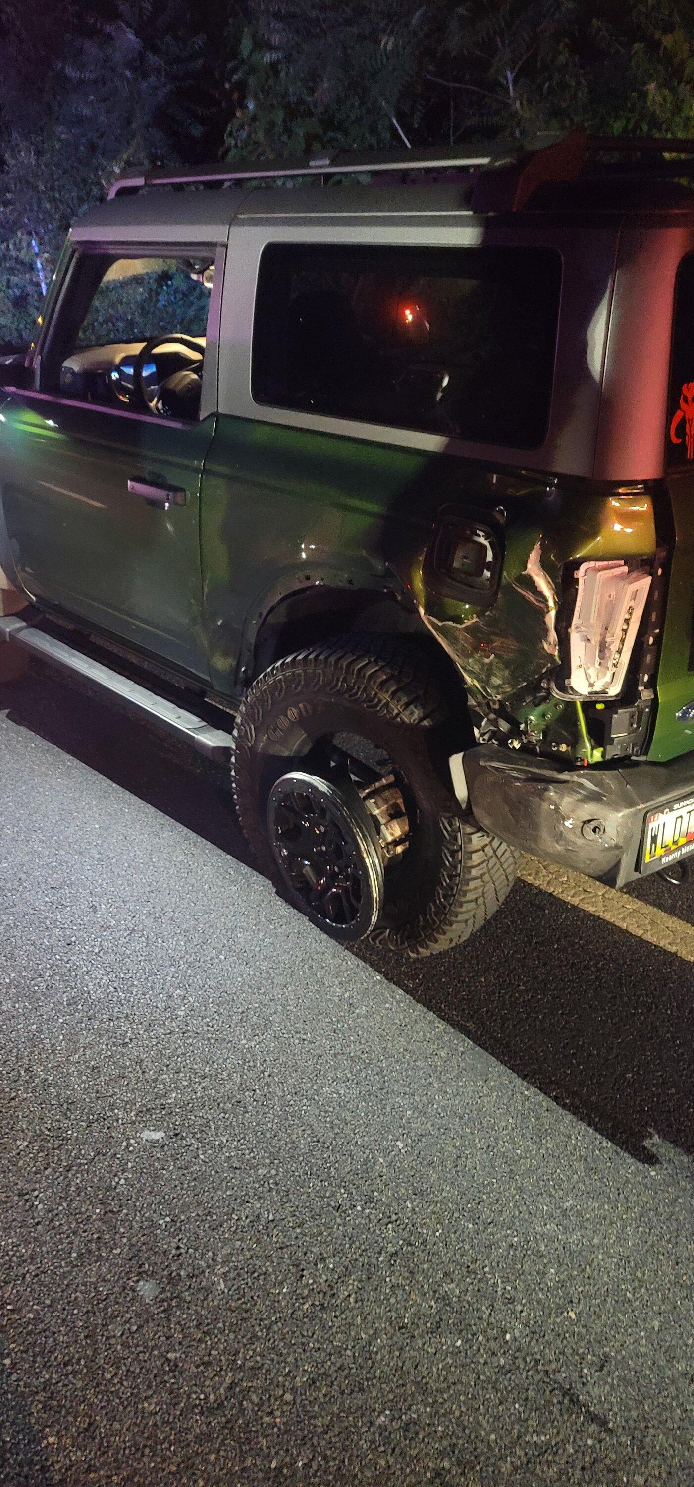 Ford Bronco Hit by a Jeep running from police. Is this a total? 20230520_005843