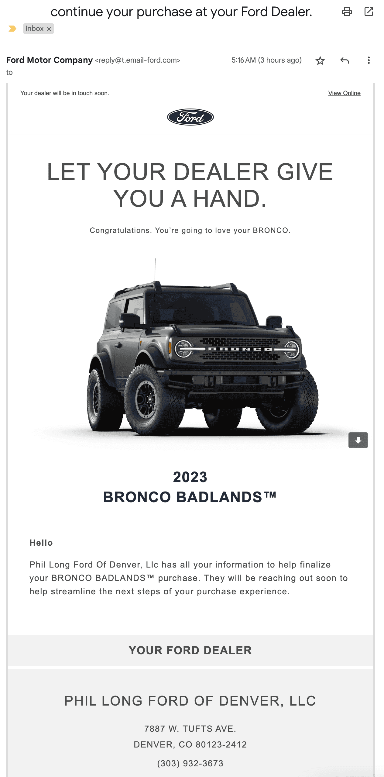 Ford Bronco 4/24/2023 Build Week 1685027073593