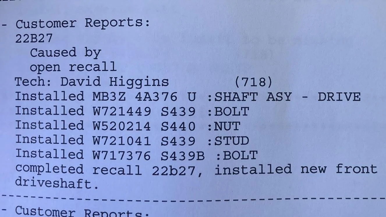 Ford Bronco INCOMING: Driveshaft Recall (Customer Satisfaction Program 22B27) - replacement needed to avoid cracked boot C892351A-4073-40E0-BA6B-0642B85E8307