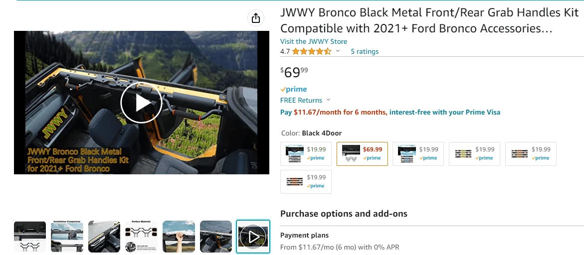 Ford Bronco New Grab Handles on Amazon 1685475669665