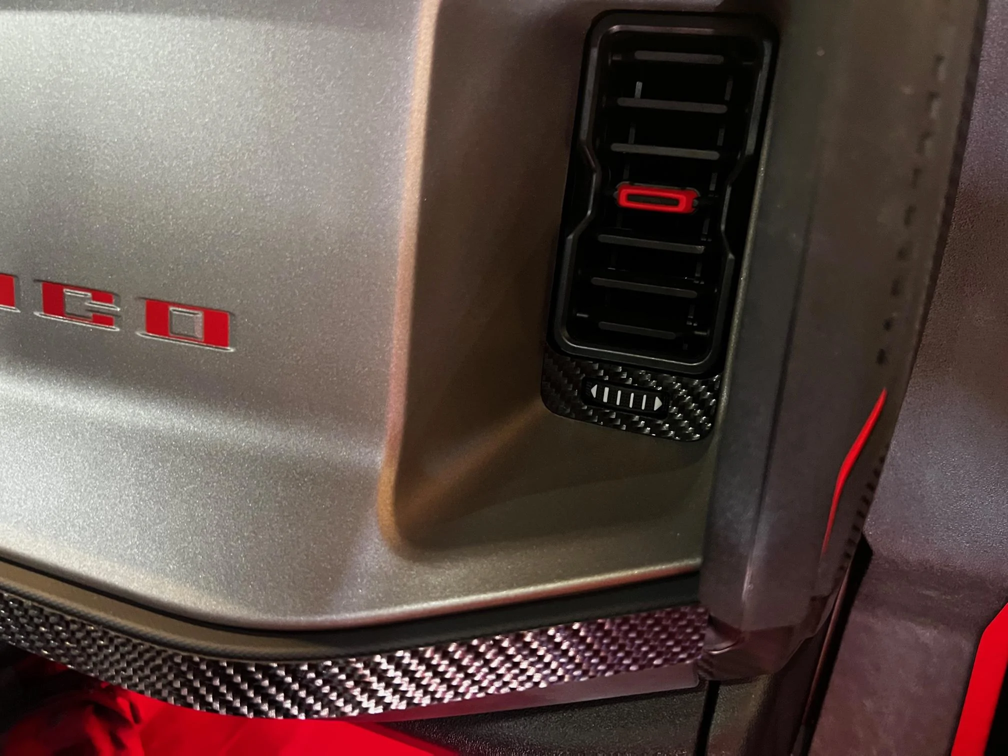 Ford Bronco Interior Code Orange and Carbon Fiber Upgrades in Bronco Raptor IMG_1419