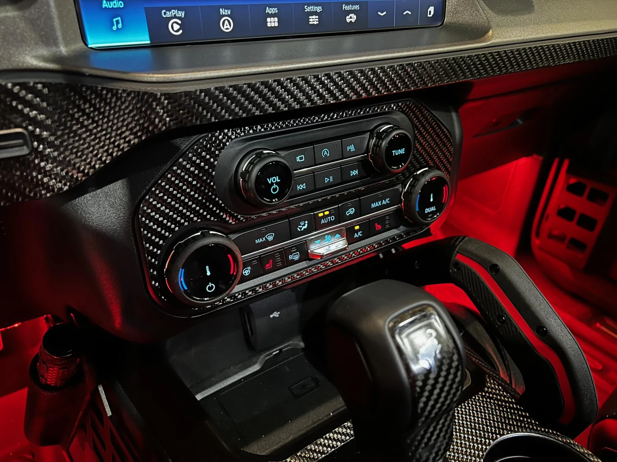 Ford Bronco Interior Code Orange and Carbon Fiber Upgrades in Bronco Raptor IMG_1427