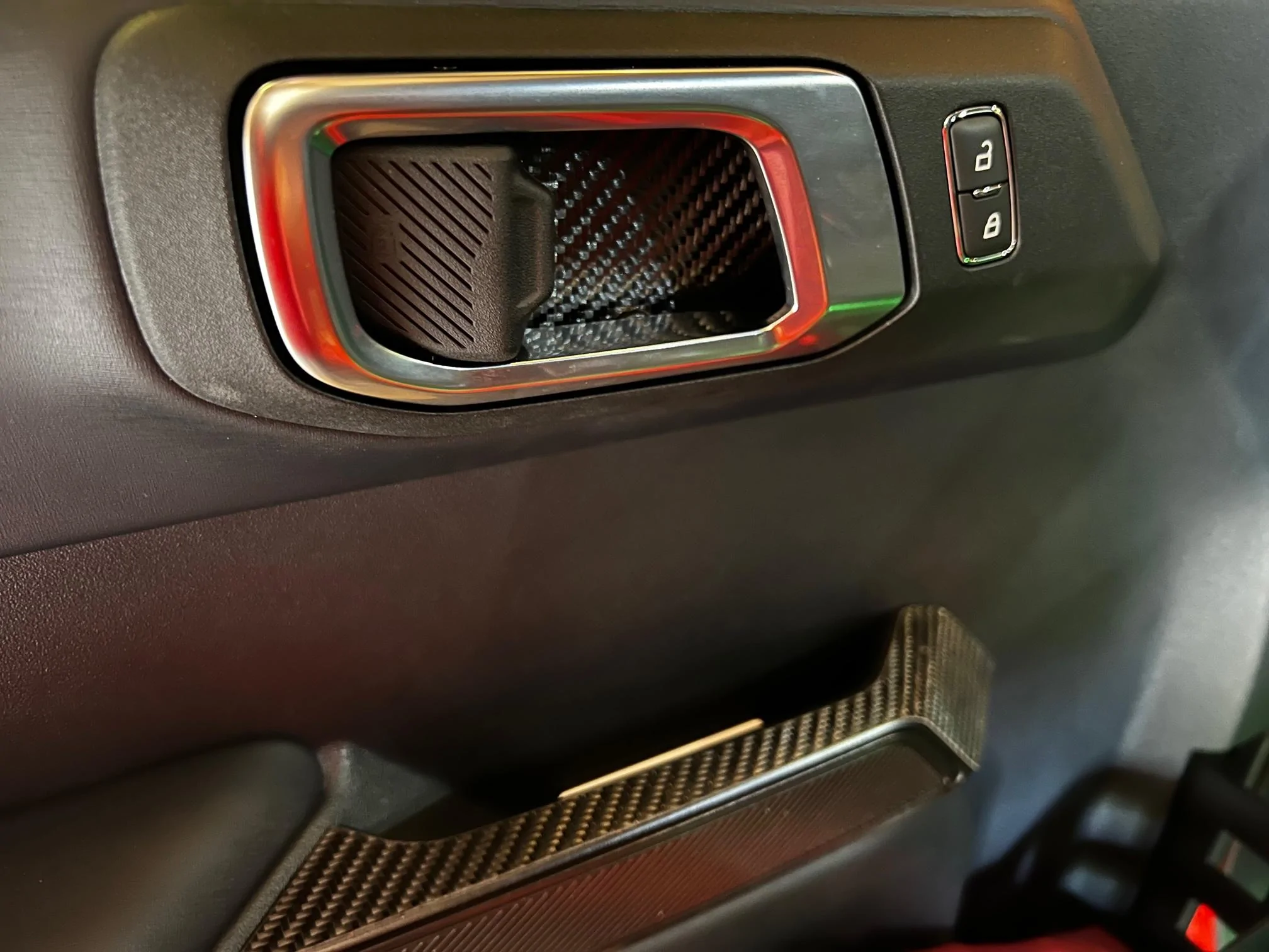 Ford Bronco Interior Code Orange and Carbon Fiber Upgrades in Bronco Raptor IMG_1430