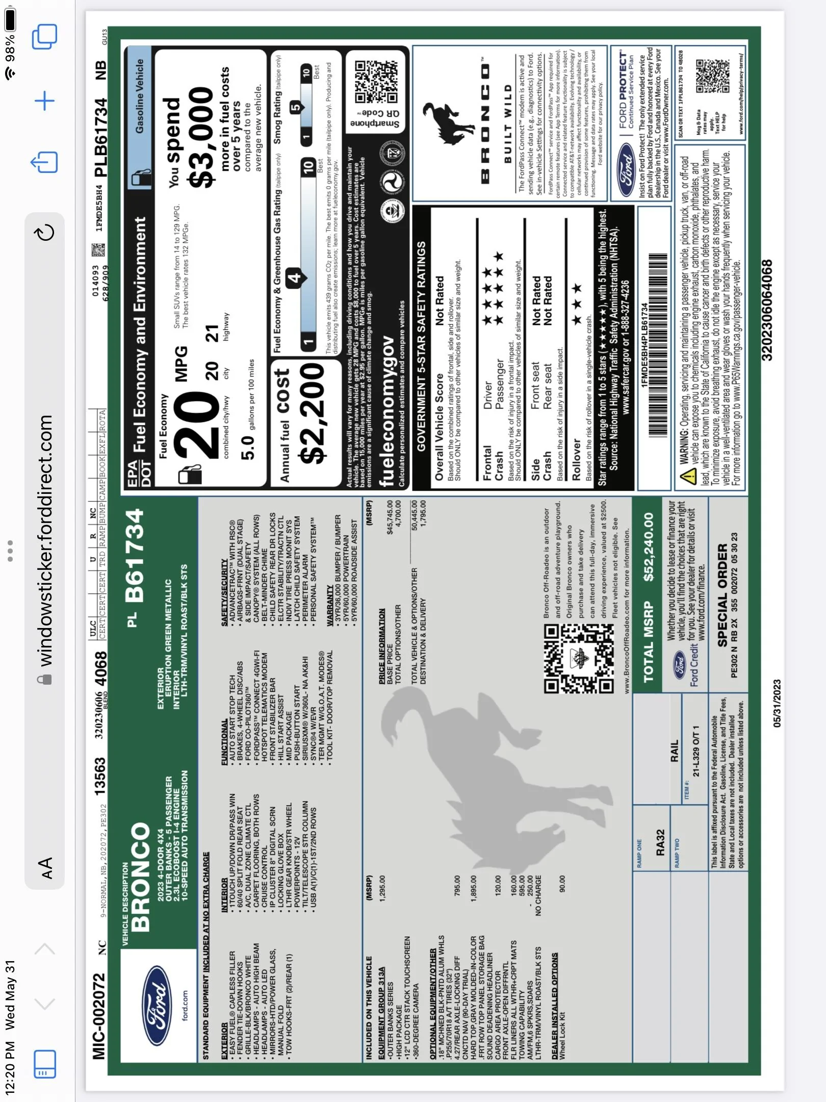 Ford Bronco Did Ford make changes to your order question IMG_0175