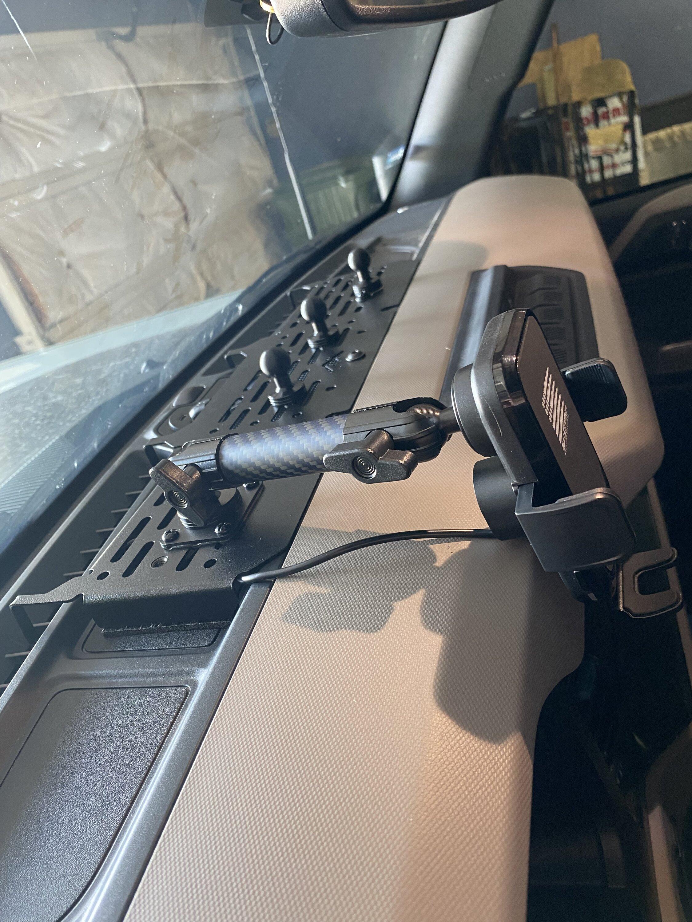 Ford Bronco Mountains2Metal Dash Accessory Mount (Large) Installed IMG_6208