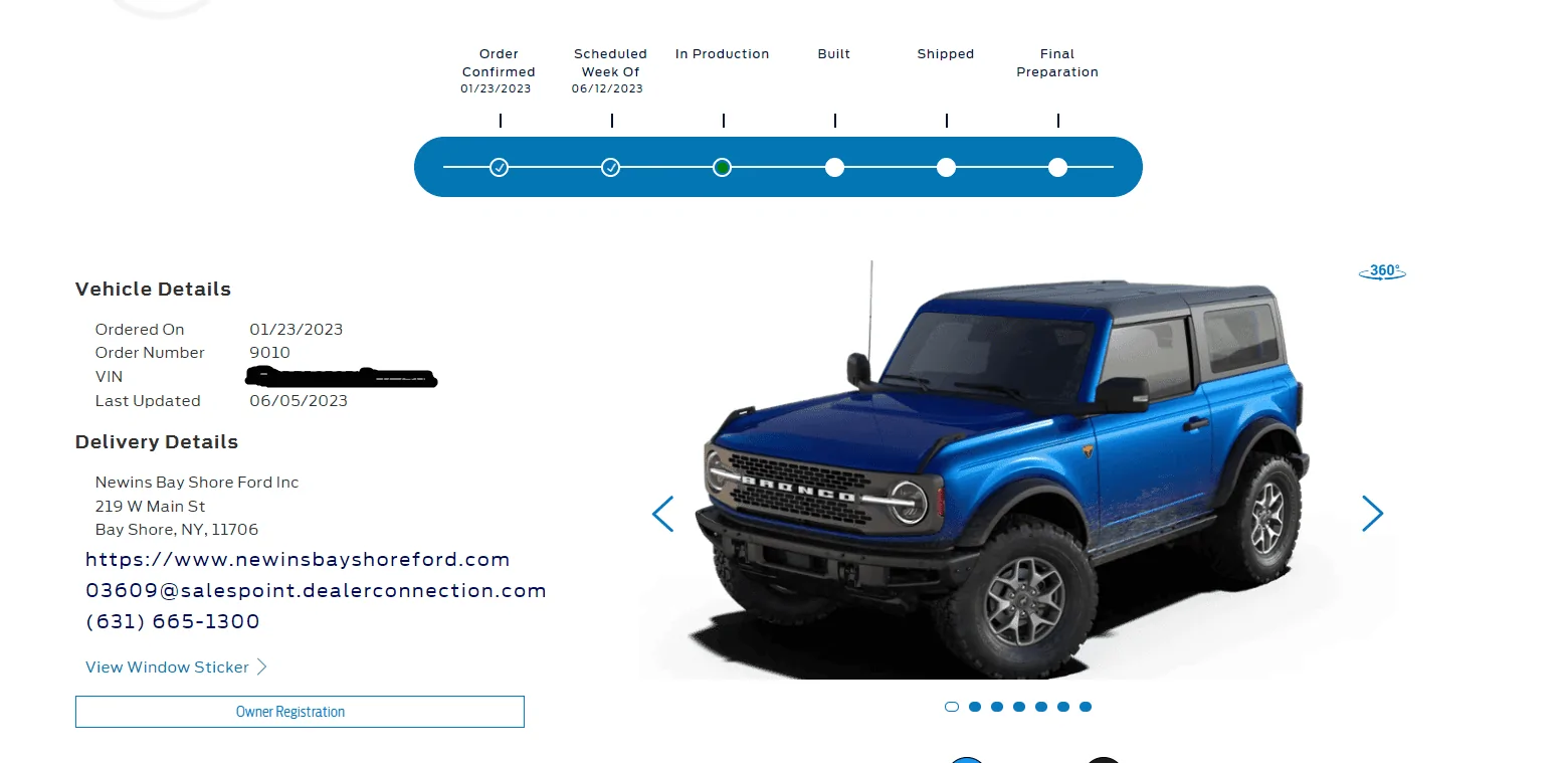 Ford Bronco 6/5/2023 Build Week 1686160817485