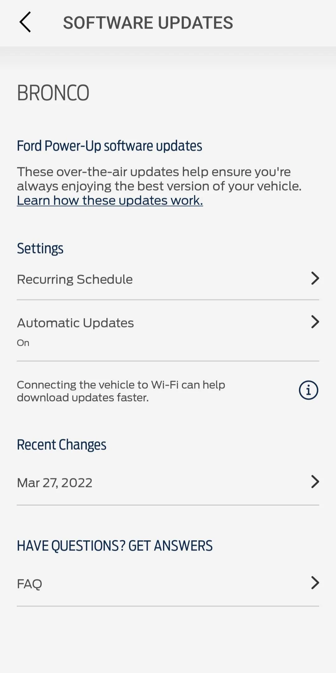 Ford Bronco Update from software update Ford power-up 1.6.0 1000001658